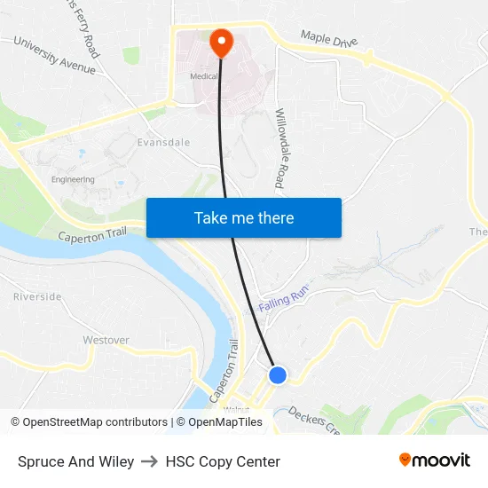 Spruce And Wiley to HSC Copy Center map