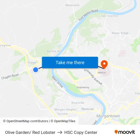 Olive Garden/ Red Lobster to HSC Copy Center map