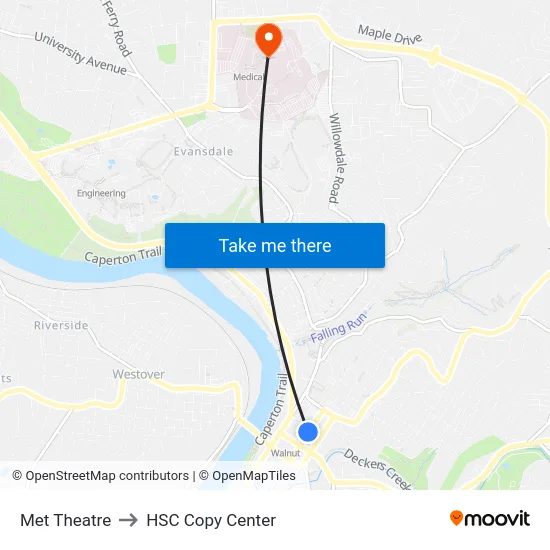 Met Theatre to HSC Copy Center map
