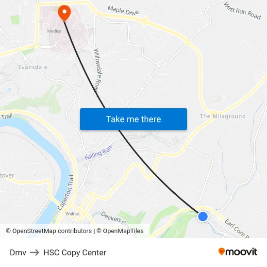 Dmv to HSC Copy Center map