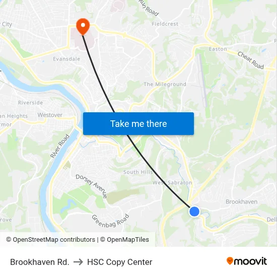 Brookhaven Rd. to HSC Copy Center map