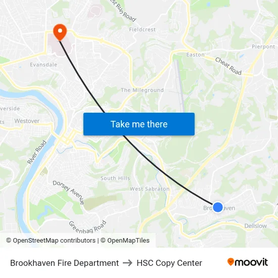 Brookhaven Fire Department to HSC Copy Center map