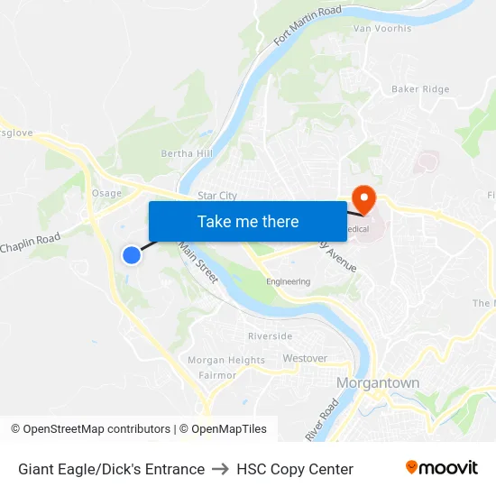 Giant Eagle/Dick's Entrance to HSC Copy Center map