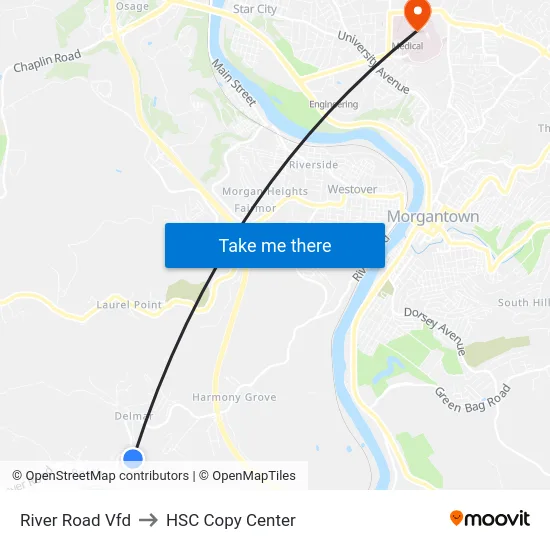 River Road Vfd to HSC Copy Center map