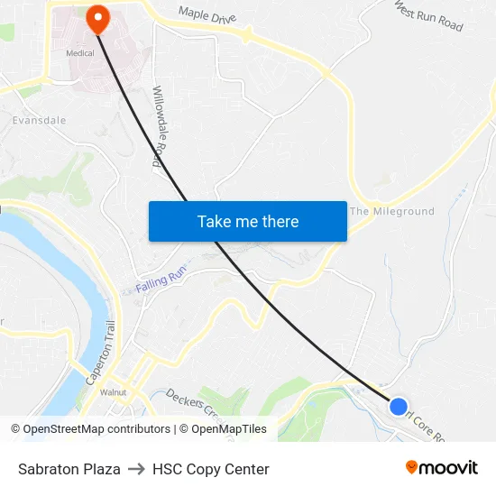 Sabraton Plaza to HSC Copy Center map