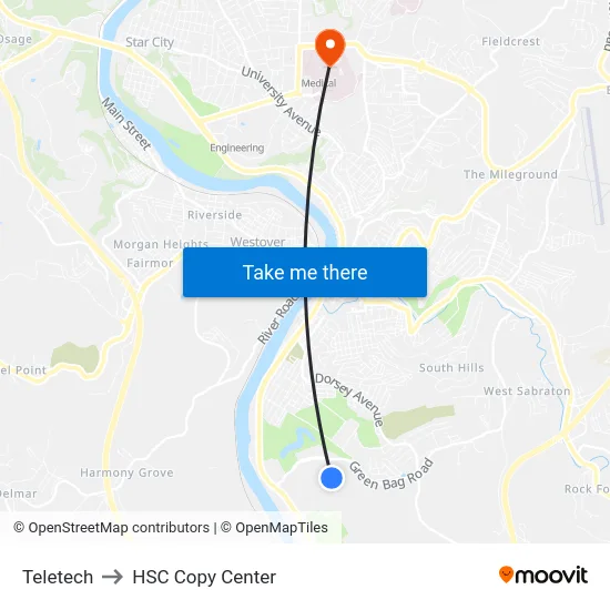 Teletech to HSC Copy Center map