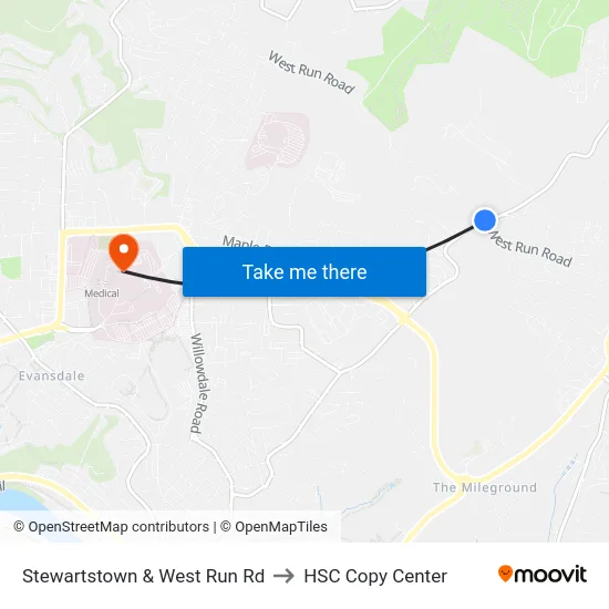 Stewartstown & West Run Rd to HSC Copy Center map