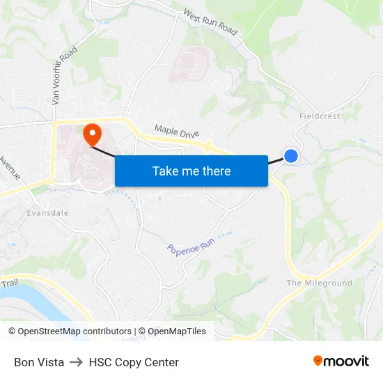 Bon Vista to HSC Copy Center map