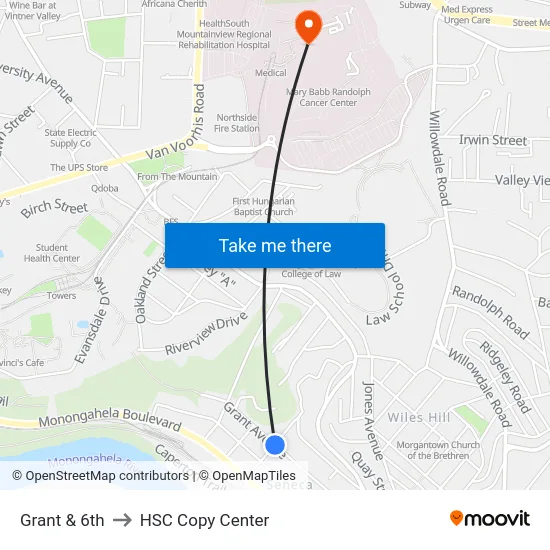 Grant & 6th to HSC Copy Center map