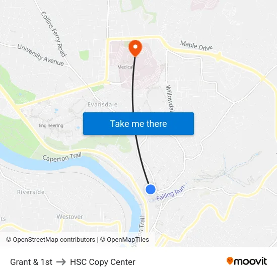 Grant & 1st to HSC Copy Center map