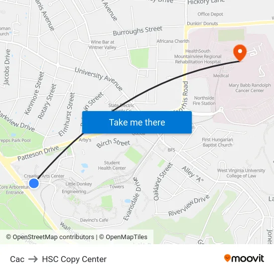 Cac to HSC Copy Center map