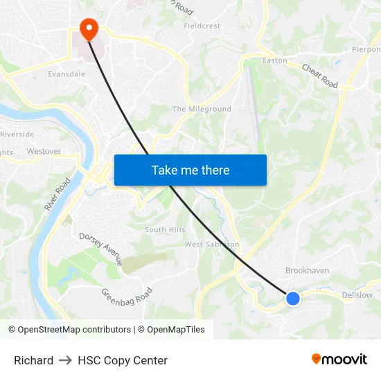 Richard to HSC Copy Center map