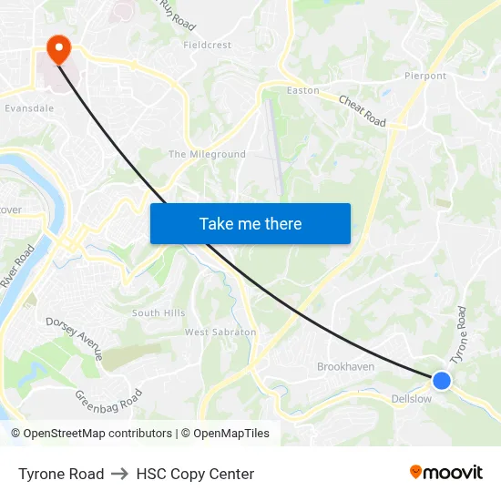 Tyrone Road to HSC Copy Center map