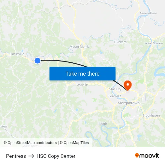 Pentress to HSC Copy Center map