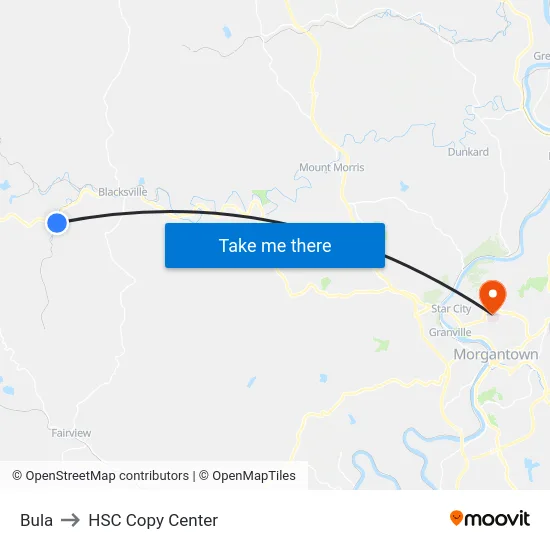 Bula to HSC Copy Center map