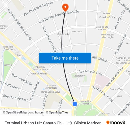 Terminal Urbano Luiz Canuto Chaves to Clínica Medcenter map