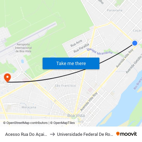 Acesso Rua Do Açaizeiro to Universidade Federal De Roraima map