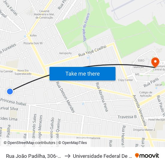 Rua João Padilha, 306-470 C/B to Universidade Federal De Roraima map
