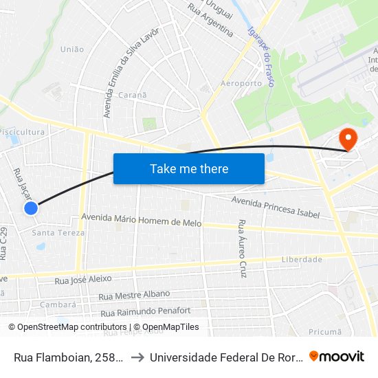 Rua Flamboian, 258 B/C to Universidade Federal De Roraima map