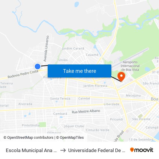 Escola Municipal Ana Sandra to Universidade Federal De Roraima map