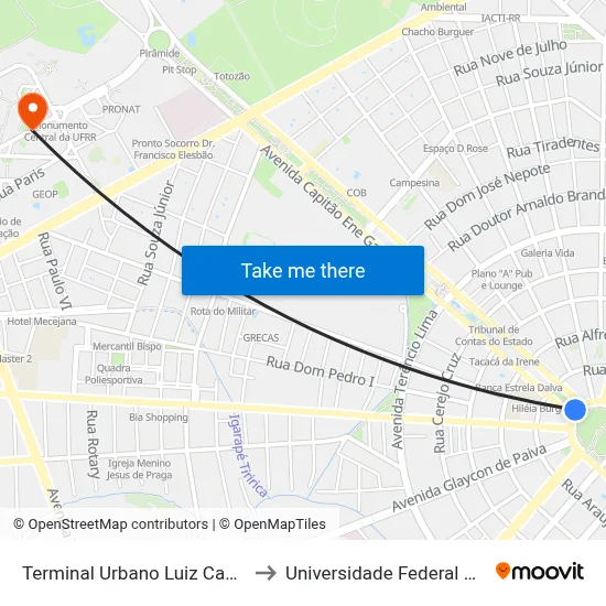Terminal Urbano Luiz Canuto Chaves to Universidade Federal De Roraima map