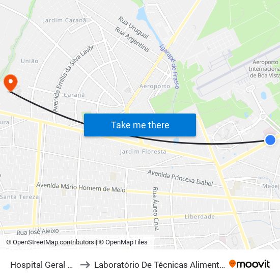 Hospital Geral C/B to Laboratório De Técnicas Alimentares map