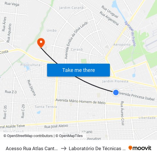 Acesso Rua Atlas Cantanhede C/B to Laboratório De Técnicas Alimentares map