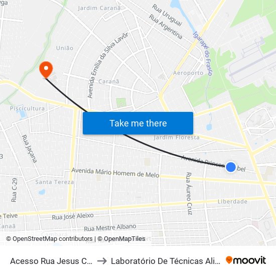 Acesso Rua Jesus Cruz C/B to Laboratório De Técnicas Alimentares map