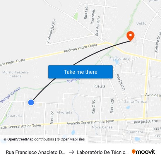 Rua Francisco Anacleto Da Silva, 2869 B/C to Laboratório De Técnicas Alimentares map