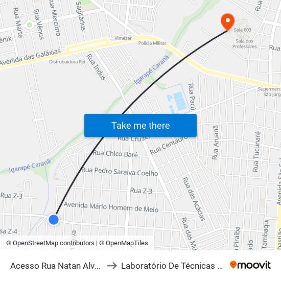 Acesso Rua Natan Alves De Brito to Laboratório De Técnicas Alimentares map