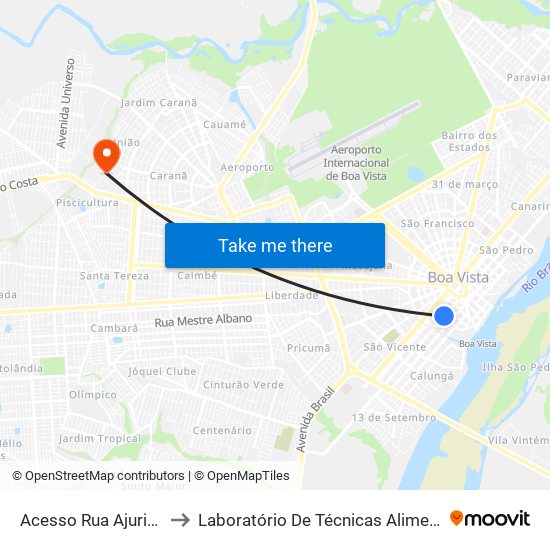 Acesso Rua Ajuricaba to Laboratório De Técnicas Alimentares map