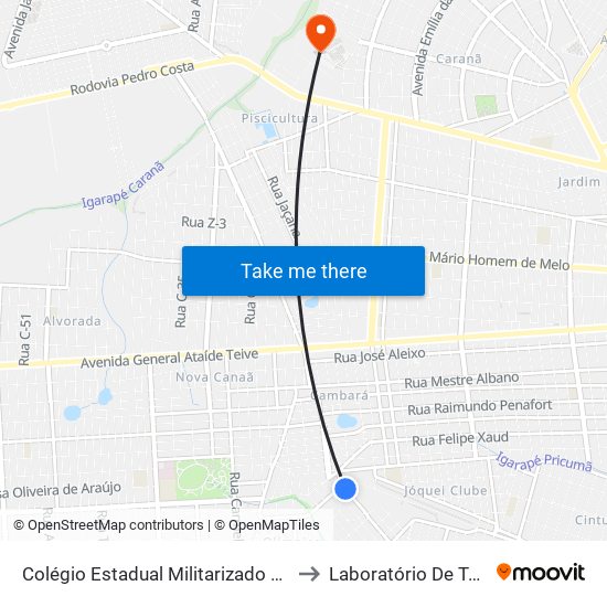 Colégio Estadual Militarizado Pedro Elias Albuquerque Pereira to Laboratório De Técnicas Alimentares map