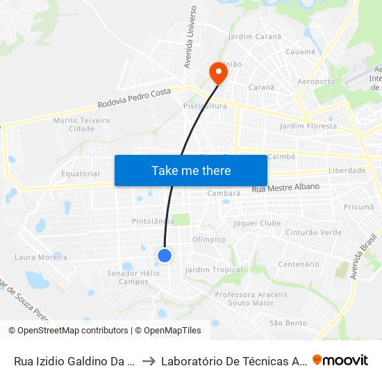 Rua Izidio Galdino Da Silva, 712 to Laboratório De Técnicas Alimentares map