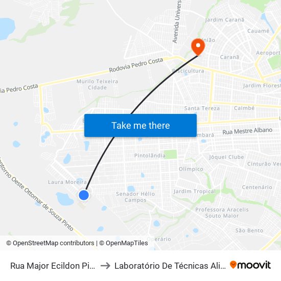 Rua Major Ecildon Pinto, S/N to Laboratório De Técnicas Alimentares map