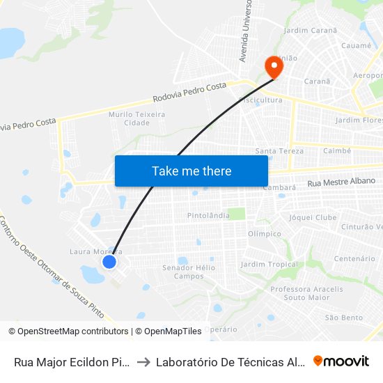 Rua Major Ecildon Pinto, 210 to Laboratório De Técnicas Alimentares map