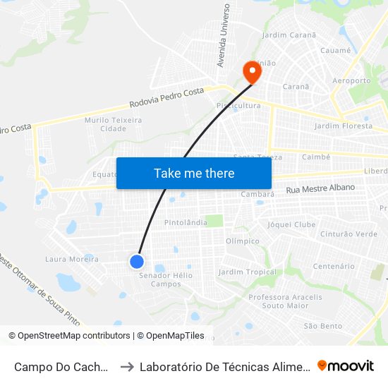 Campo Do Cachorrão to Laboratório De Técnicas Alimentares map