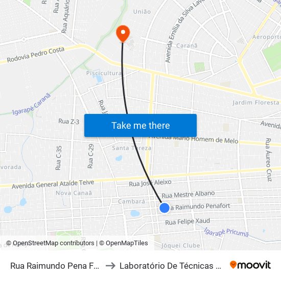 Rua Raimundo Pena Forte, 2331 to Laboratório De Técnicas Alimentares map