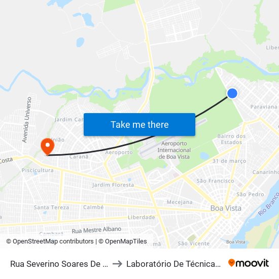 Rua Severino Soares De Freitas, 2670 to Laboratório De Técnicas Alimentares map