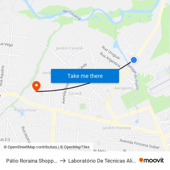 Pátio Roraina Shopping B/C to Laboratório De Técnicas Alimentares map