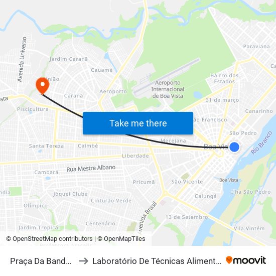 Praça Da Bandeira to Laboratório De Técnicas Alimentares map