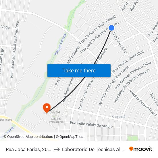 Rua Joca Farias, 2083 C/B to Laboratório De Técnicas Alimentares map