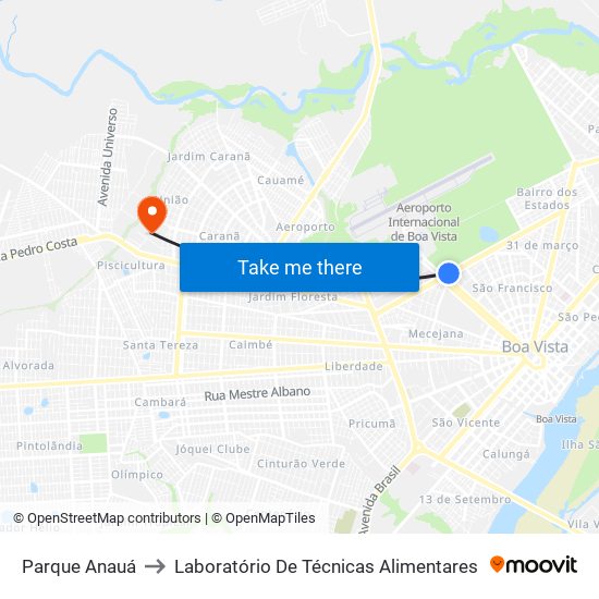 Parque Anauá to Laboratório De Técnicas Alimentares map
