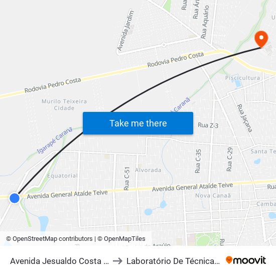 Avenida Jesualdo Costa Lima 580 B/C to Laboratório De Técnicas Alimentares map