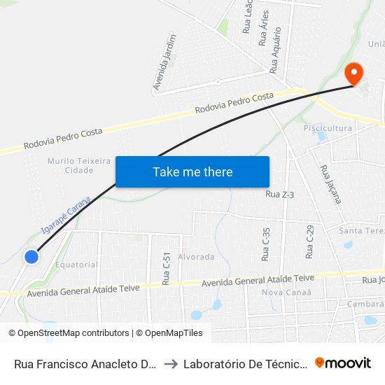 Rua Francisco Anacleto Da Silva, 4198 B/C to Laboratório De Técnicas Alimentares map