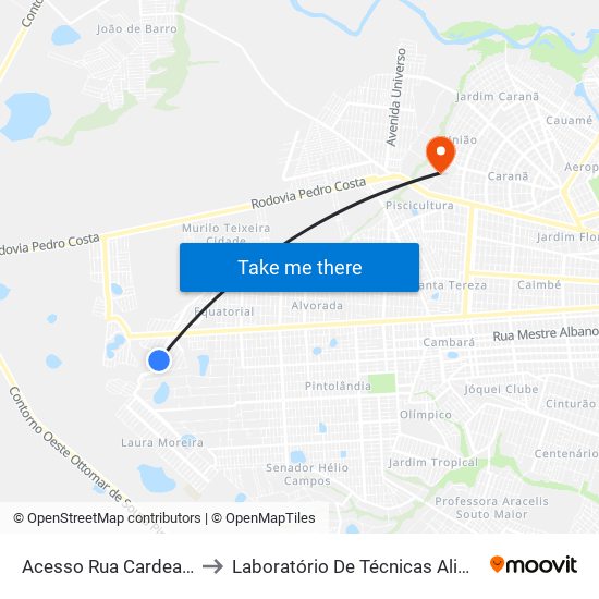 Acesso Rua Cardeais B/C to Laboratório De Técnicas Alimentares map