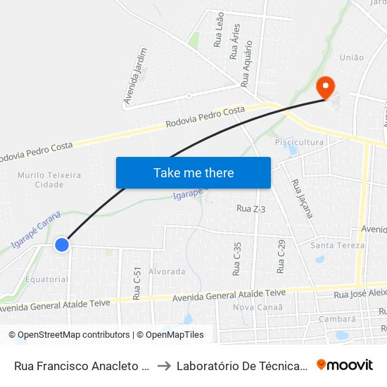 Rua Francisco Anacleto Da Silva, 3216 to Laboratório De Técnicas Alimentares map