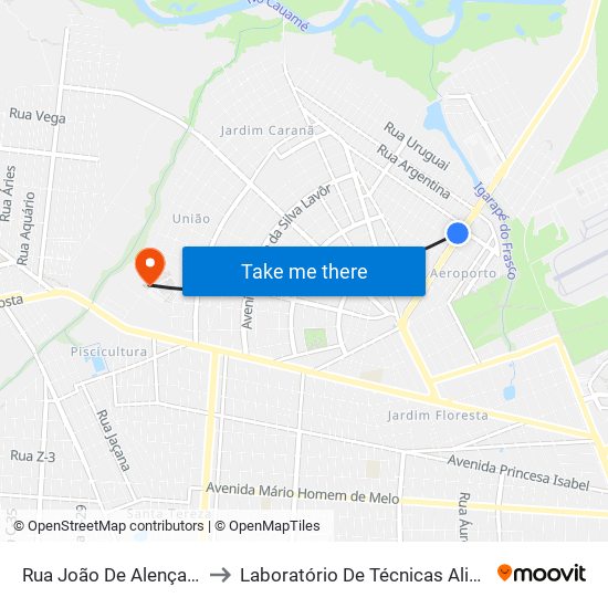 Rua João De Alençar, 2544 to Laboratório De Técnicas Alimentares map