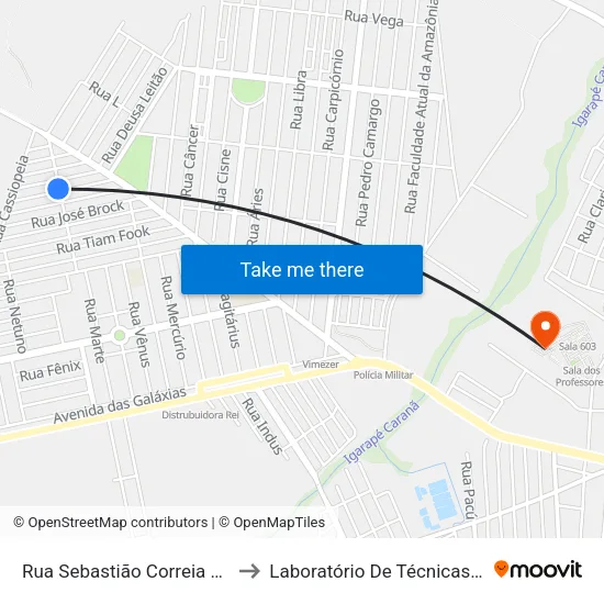 Rua Sebastião Correia Lira, 355-419 to Laboratório De Técnicas Alimentares map