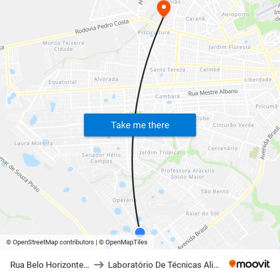 Rua Belo Horizonte, 1387 to Laboratório De Técnicas Alimentares map