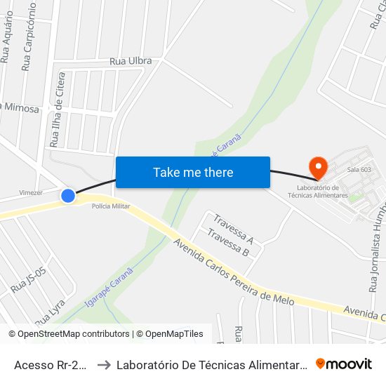 Acesso Rr-205 to Laboratório De Técnicas Alimentares map